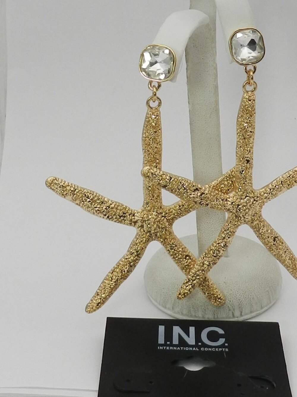 I.N.C. International Concepts Gold-Tone Crystal & Starfish Statement Earrings - Picture 3 of 5